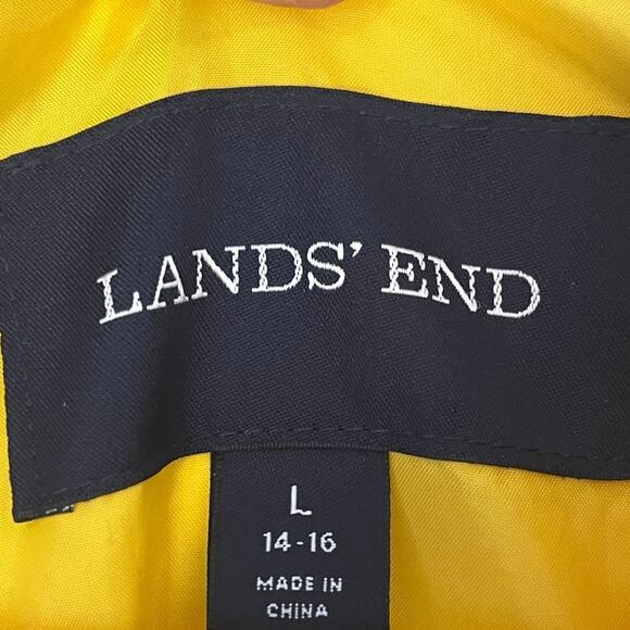 Women's Lands End Yellow Rain Coat Wind Breaker Jacket Coat Size Large - Picture 4 of 6